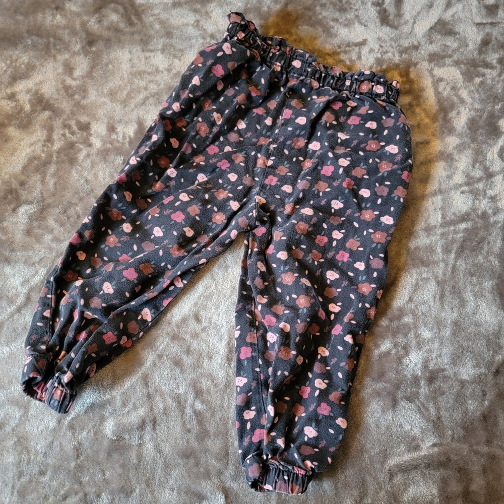 Dip Floral Joggers Girls 12-18M Navy Pink Excellent Lyocell Paperbag Waist 839